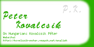 peter kovalcsik business card
